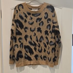 Vici Leopard Print Sweater - Tan and Black